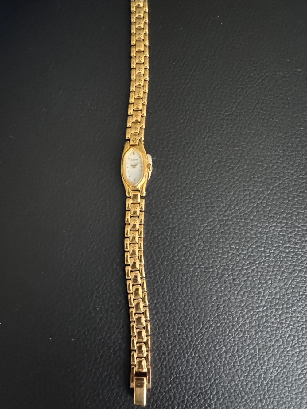 Vintage Pulsar Gold-Tone Women's Link Bracelet Watch with Oval Dial